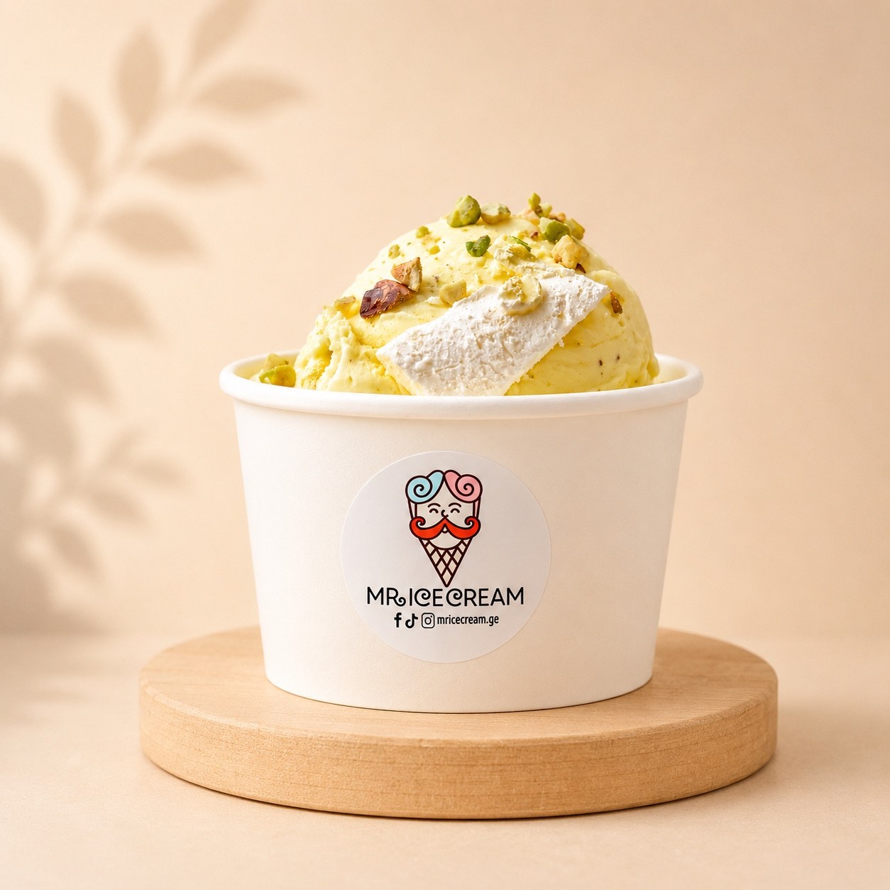 Saffron pistachio ice cream cup